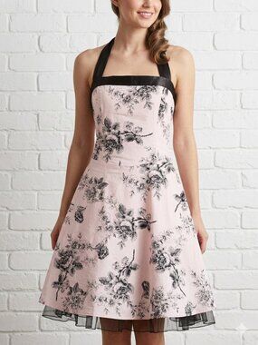 Jessica Floral A-line 100% Cotton Dress | Altered to Size Small | Tie Neck